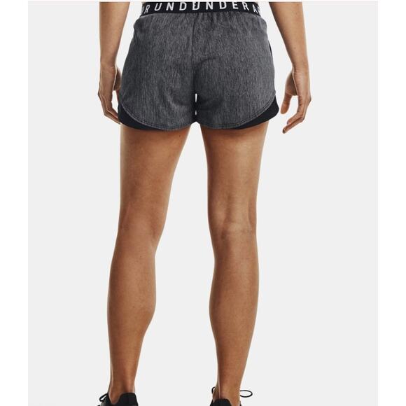 Under Armour Loose Play Up 3.0 Twist Womens Small Gray Black Athletic Shorts - Picture 2 of 7